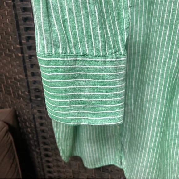 Talbots green striped line top size 3X plus long sleeved button up - Picture 5 of 7